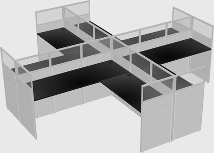 Shared l-shaped cubicles