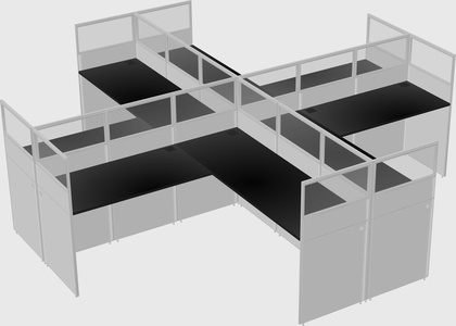 Shared l-shaped cubicles