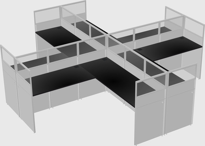 Shared l-shaped cubicles