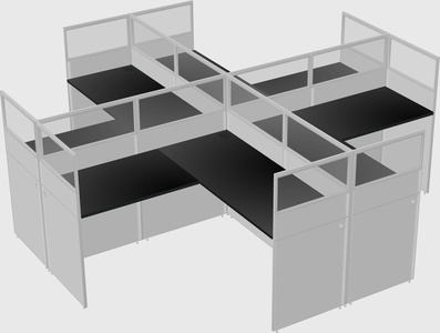 Shared l-shaped cubicles