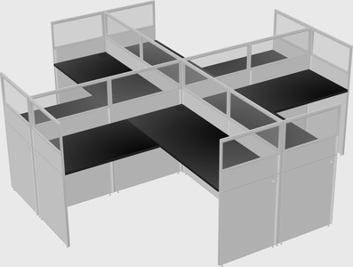 Shared l-shaped cubicles