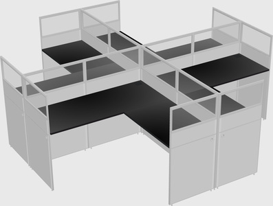 Shared l-shaped cubicles