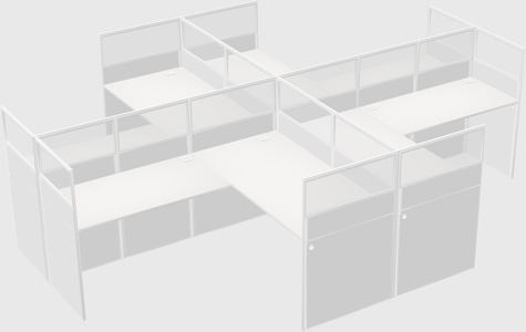 Shared l-shaped cubicles