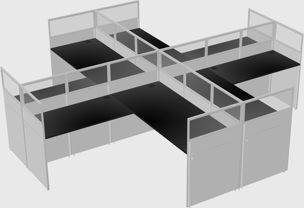 Shared l-shaped cubicles