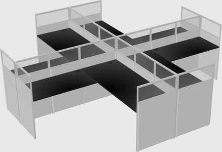 Shared l-shaped cubicles