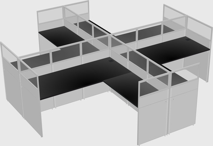 Shared l-shaped cubicles