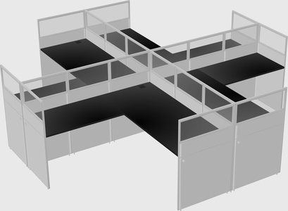 Shared l-shaped cubicles