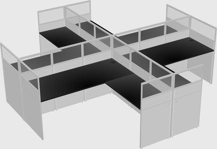 Shared l-shaped cubicles