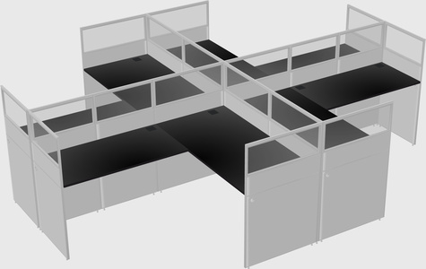 Shared l-shaped cubicles