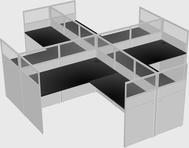 Shared l-shaped cubicles