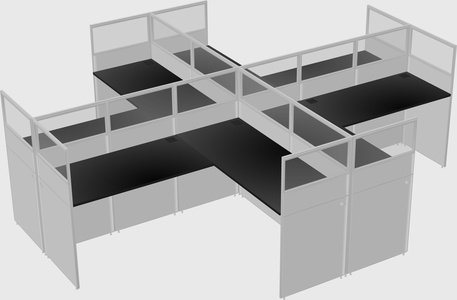 Shared l-shaped cubicles