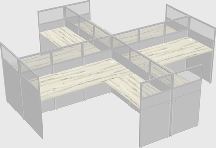 Shared l-shaped cubicles
