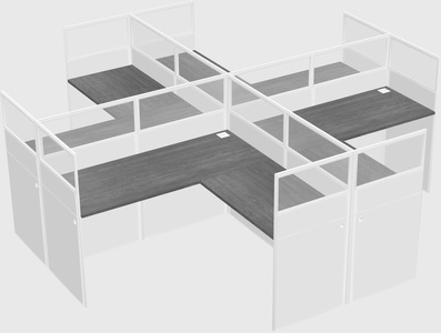 Shared l-shaped cubicles