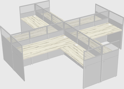 Shared l-shaped cubicles