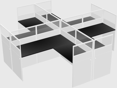 Shared l-shaped cubicles