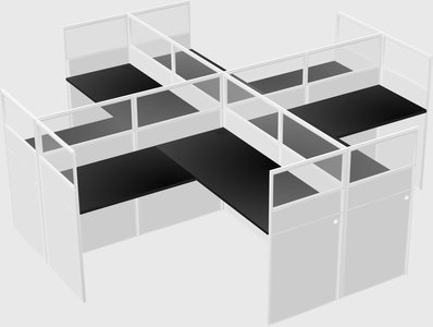 Shared l-shaped cubicles