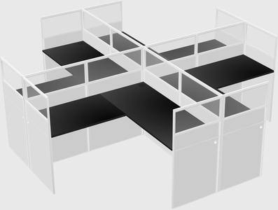 Shared l-shaped cubicles