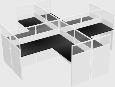 Shared l-shaped cubicles