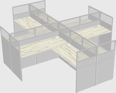 Shared l-shaped cubicles