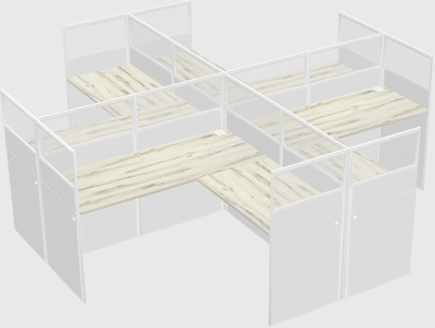 Shared l-shaped cubicles