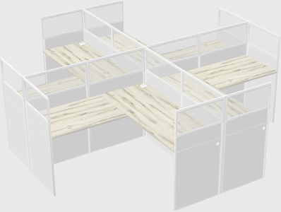 Shared l-shaped cubicles