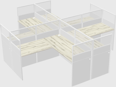 Shared l-shaped cubicles