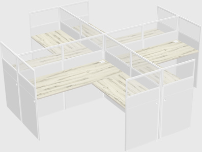 Shared l-shaped cubicles