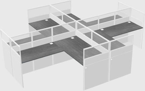 Shared l-shaped cubicles