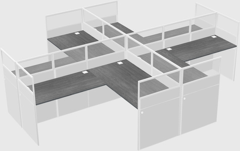 Shared l-shaped cubicles