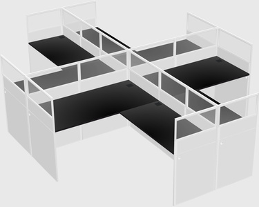 Shared l-shaped cubicles