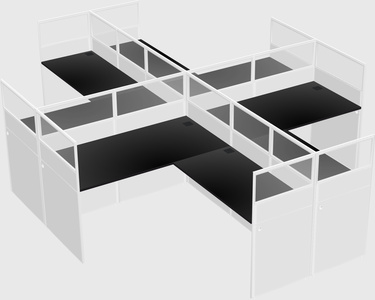 Shared l-shaped cubicles
