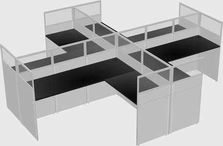 Shared l-shaped cubicles