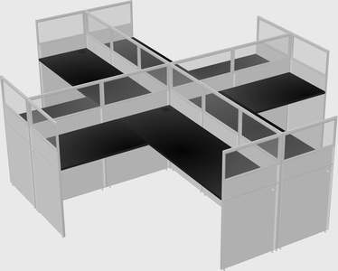 Shared l-shaped cubicles