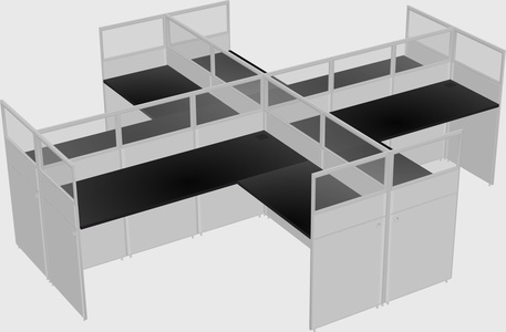 Shared l-shaped cubicles