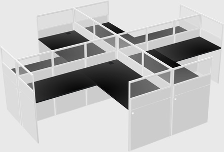 Shared l-shaped cubicles