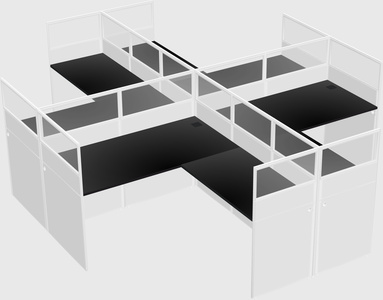 Shared l-shaped cubicles