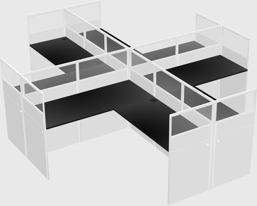 Shared l-shaped cubicles