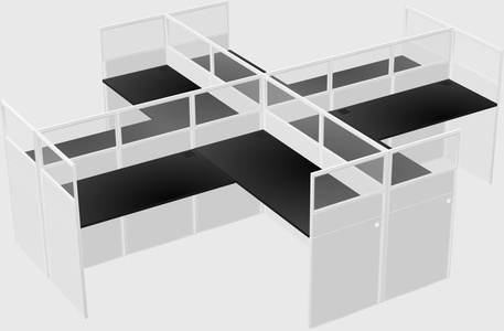 Shared l-shaped cubicles