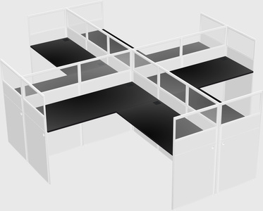 Shared l-shaped cubicles