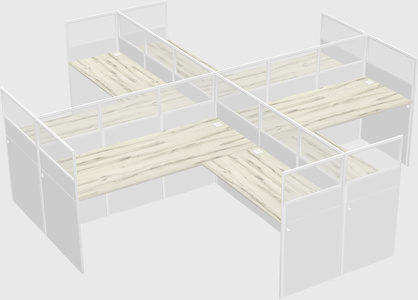 Shared l-shaped cubicles