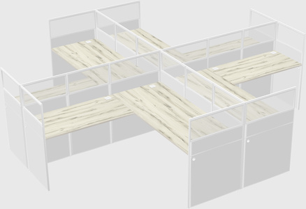 Shared l-shaped cubicles