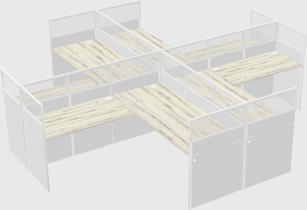 Shared l-shaped cubicles