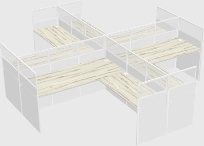 Shared l-shaped cubicles
