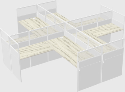 Shared l-shaped cubicles