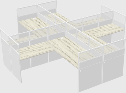 Shared l-shaped cubicles