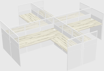 Shared l-shaped cubicles