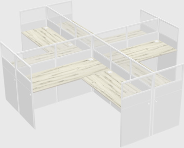 Shared l-shaped cubicles