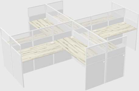 Shared l-shaped cubicles