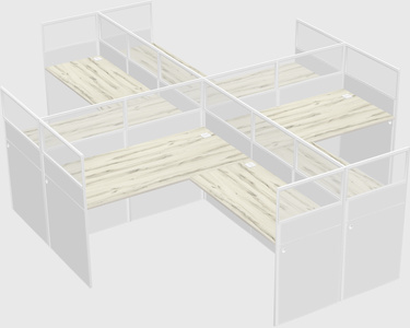 Shared l-shaped cubicles