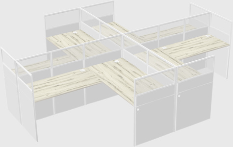 Shared l-shaped cubicles